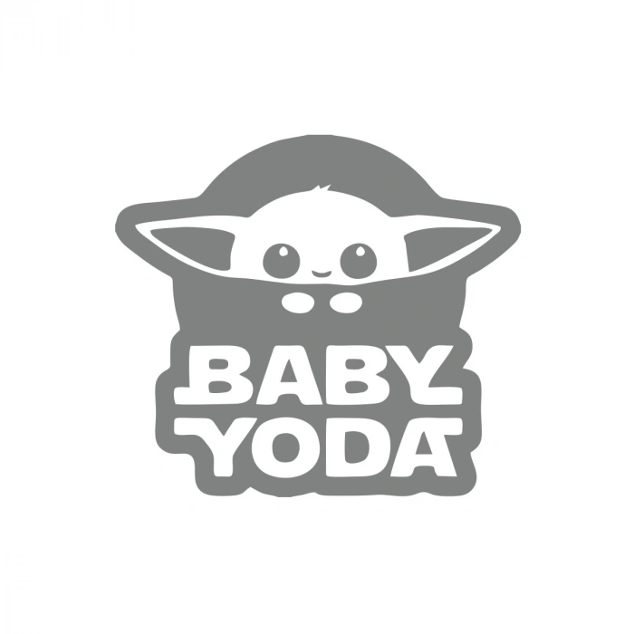 Baby Yoda Araba Stickeri 17x17 Cm Gri