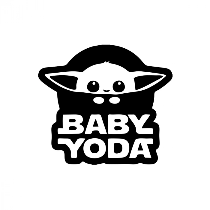 Baby Yoda Araba Stickeri 17x17 Cm Siyah