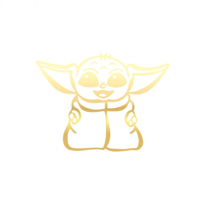 Baby Yoda Araba Stickeri 17x17 Cm Gold