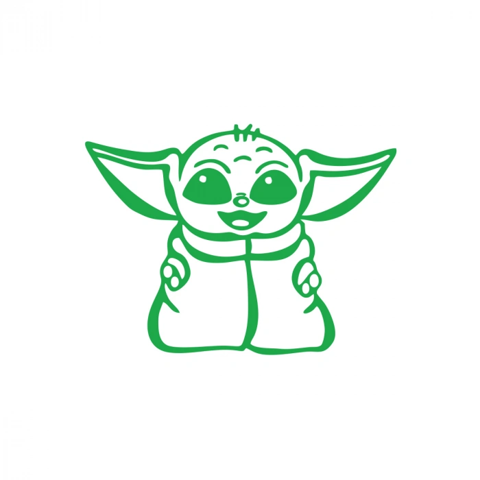 Baby Yoda Araba Stickeri 17x17 Cm Yeşil