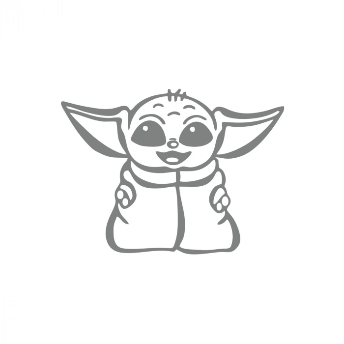 Baby Yoda Araba Stickeri 17x17 Cm Gri