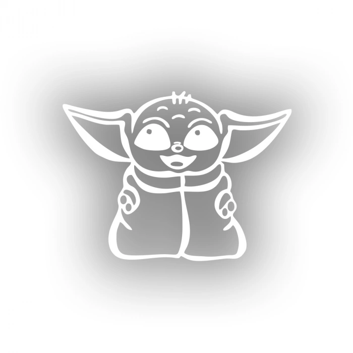 Baby Yoda Araba Stickeri 17x17 Cm Beyaz