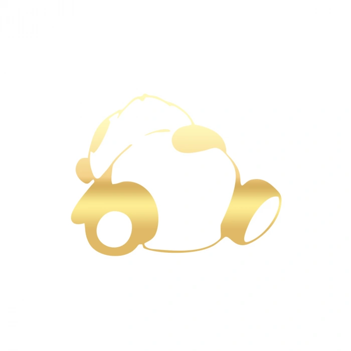 Doymuş Panda Araba Sticker 17x17 Cm Gold