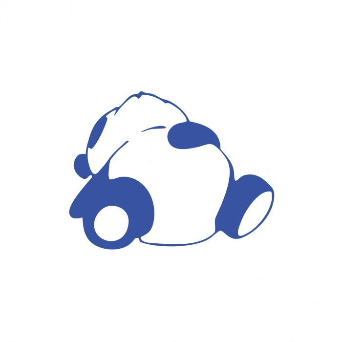 Doymuş Panda Araba Sticker 17x17 Cm Mavi