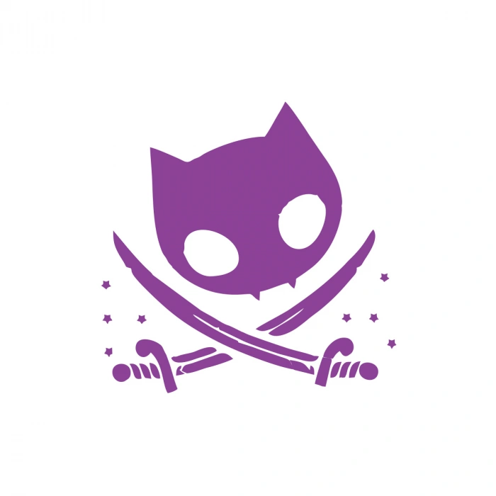 Kedi Korsan Simgesi Araba Sticker 17x17 Cm Mor