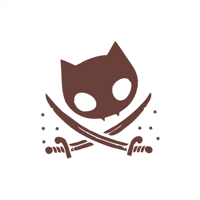 Kedi Korsan Simgesi Araba Sticker 17x17 Cm Kahverengi