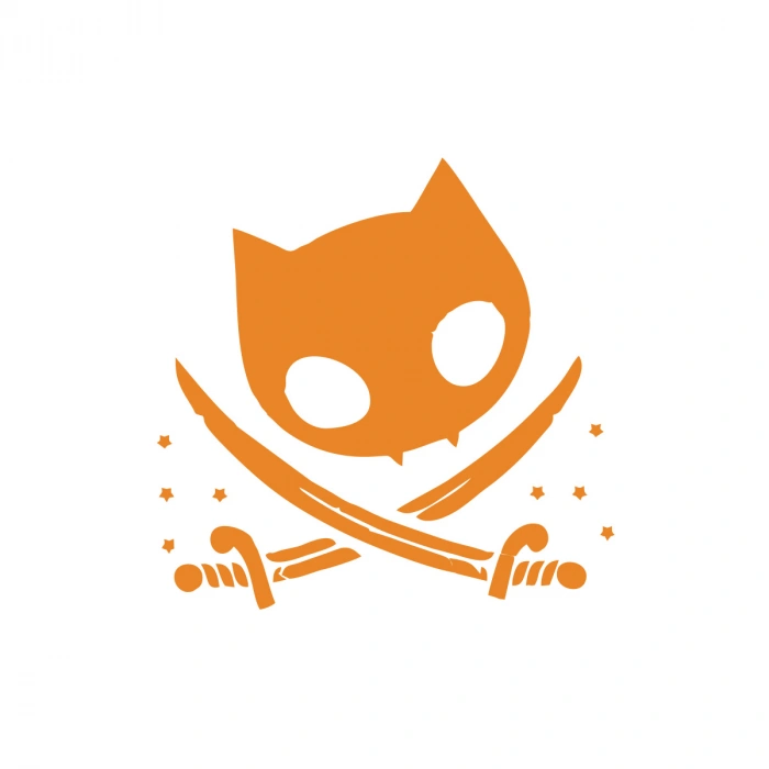 Kedi Korsan Simgesi Araba Sticker 17x17 Cm Turuncu