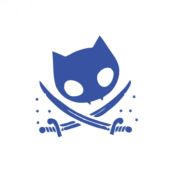 Kedi Korsan Simgesi Araba Sticker 17x17 Cm Mavi