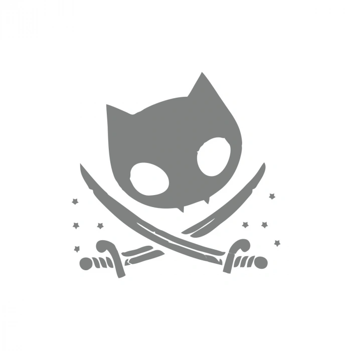 Kedi Korsan Simgesi Araba Sticker 17x17 Cm Gri