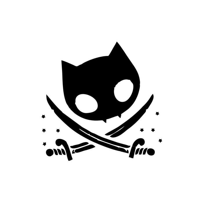 Kedi Korsan Simgesi Araba Sticker 17x17 Cm Siyah