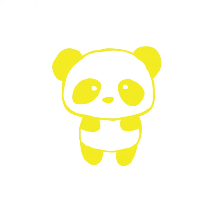 Sevimli Panda Araba Sticker 17x17 Cm Sarı