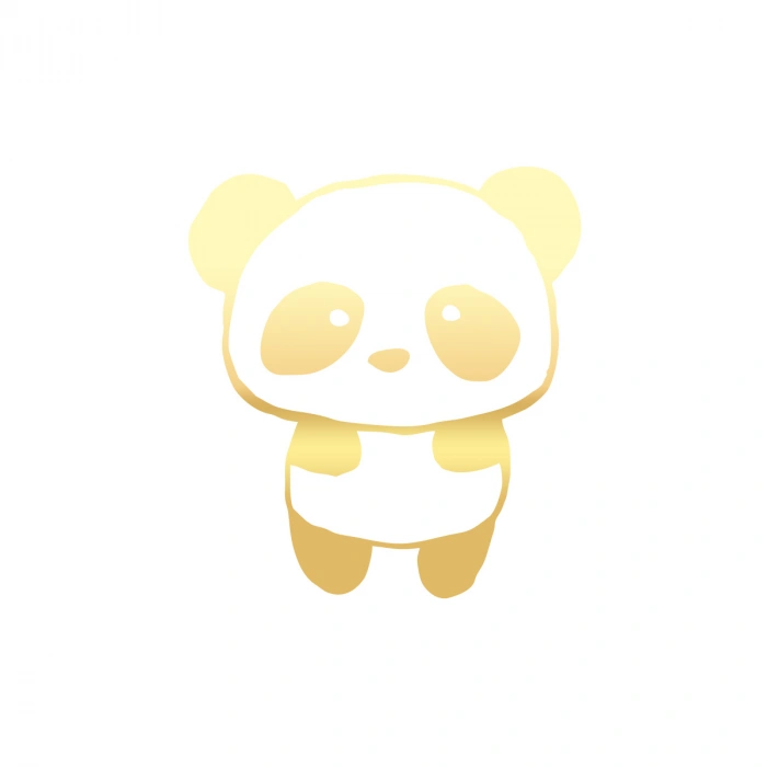 Sevimli Panda Araba Sticker 17x17 Cm Gold