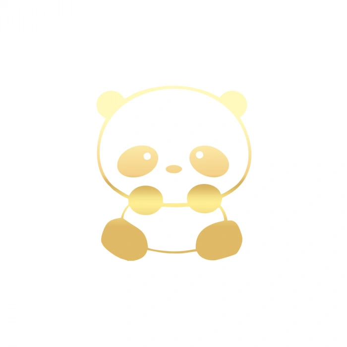 Sevimli Panda Araba Sticker 17x17 Cm Gold