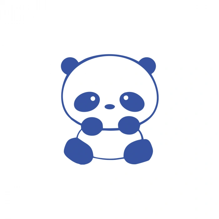 Sevimli Panda Araba Sticker 17x17 Cm Mavi