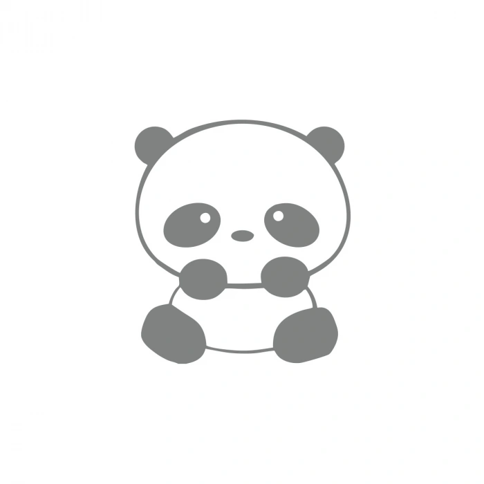 Sevimli Panda Araba Sticker 17x17 Cm Gri
