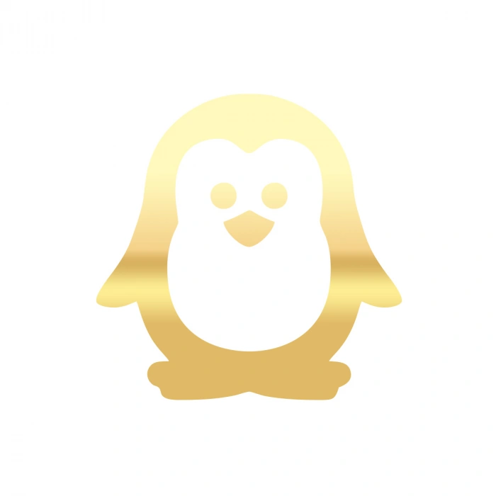 Sevimli Penguen Araba Sticker 17x17 Cm Gold