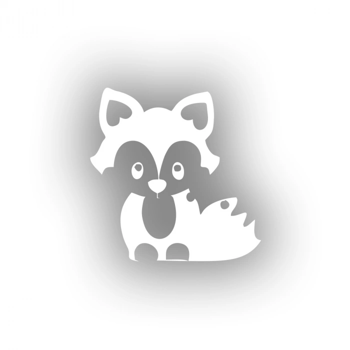 Sevimli Tilki Araba Sticker 17x17 Cm Beyaz