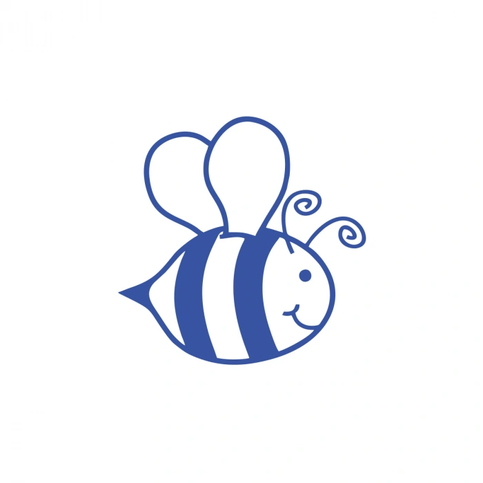 Sevimli Arı Araba Sticker 17x17 Cm Mavi