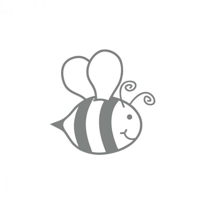 Sevimli Arı Araba Sticker 17x17 Cm Gri