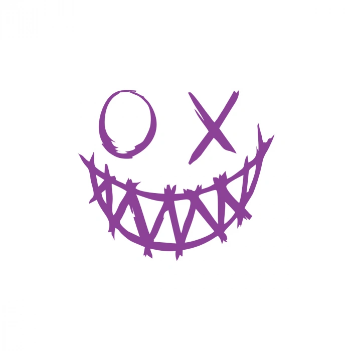 Şeytan Gülen Yüz Araba Sticker 17x17 Cm Mor