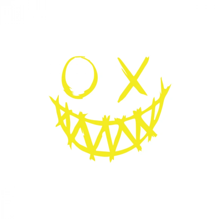 Şeytan Gülen Yüz Araba Sticker 17x17 Cm Sarı