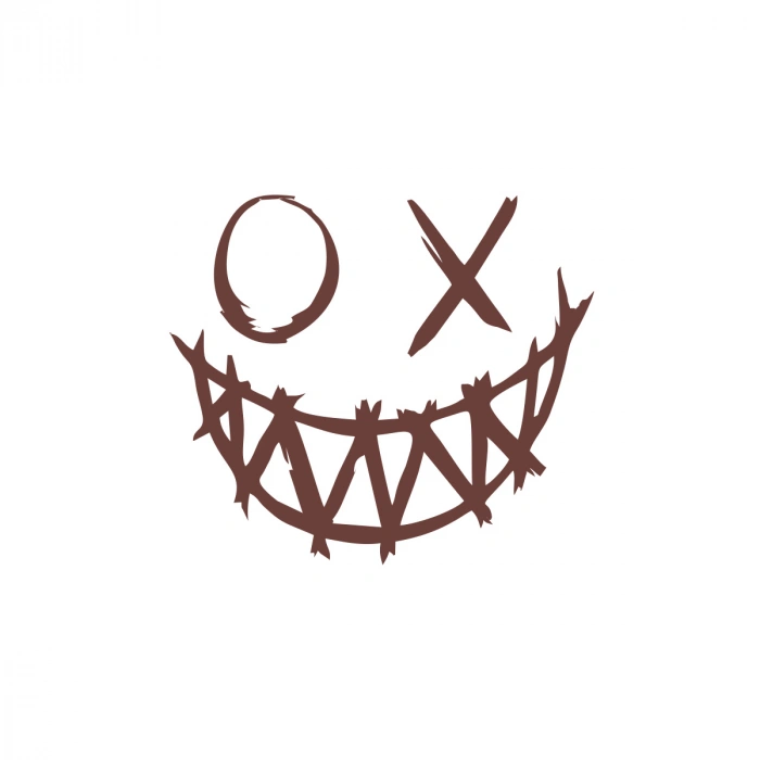 Şeytan Gülen Yüz Araba Sticker 17x17 Cm Kahverengi