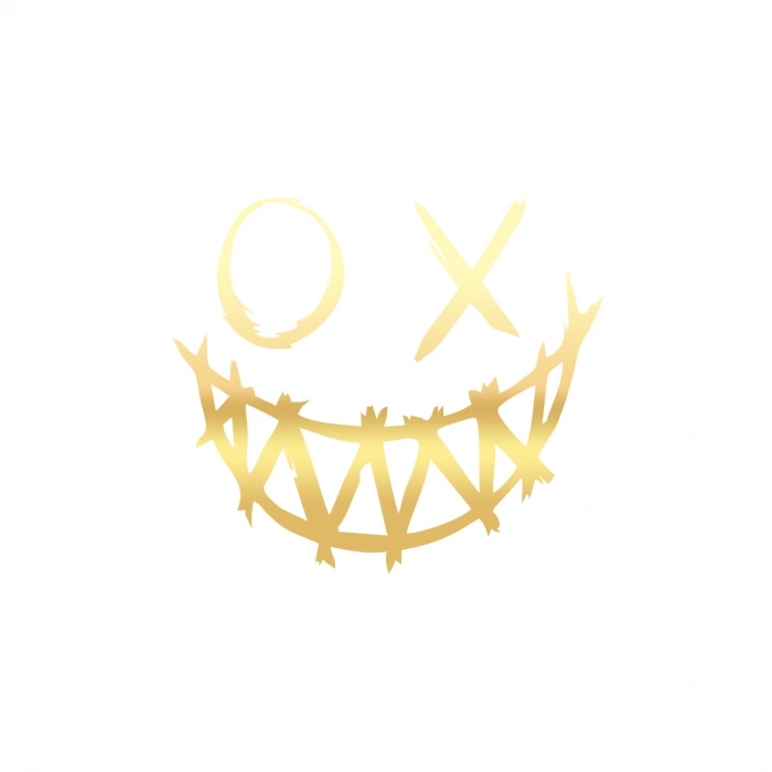 Şeytan Gülen Yüz Araba Sticker 17x17 Cm Gold