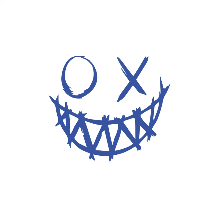 Şeytan Gülen Yüz Araba Sticker 17x17 Cm Mavi