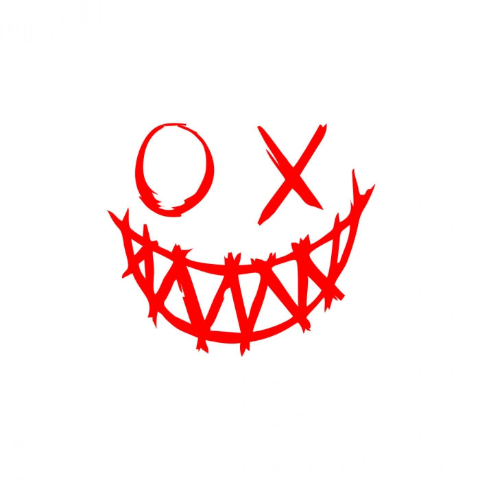 Şeytan Gülen Yüz Araba Sticker 17x17 Cm Kırmızı