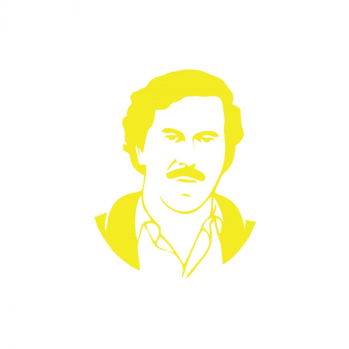 Pablo Escobar Silüet Araba Sticker 17x17 Cm Sarı