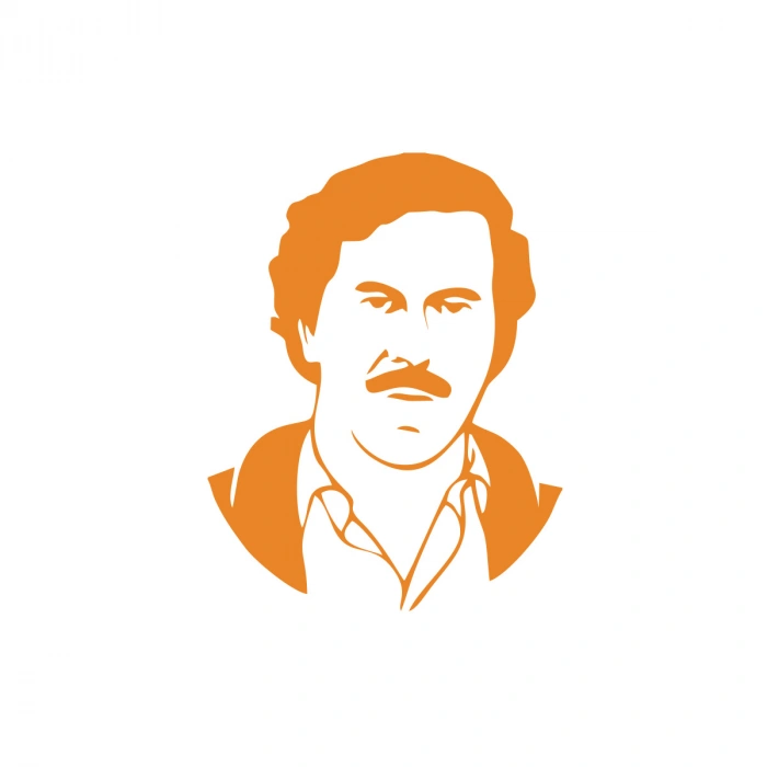 Pablo Escobar Silüet Araba Sticker 17x17 Cm Turuncu