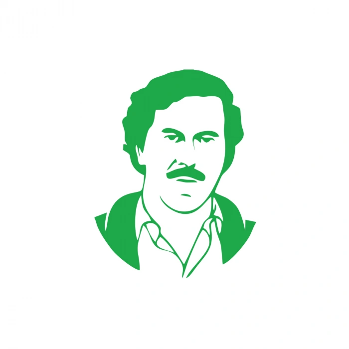 Pablo Escobar Silüet Araba Sticker 17x17 Cm Yeşil
