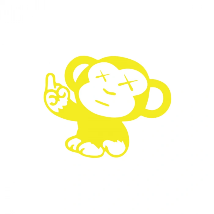 Maymun Araba Sticker 17x17 Cm Sarı