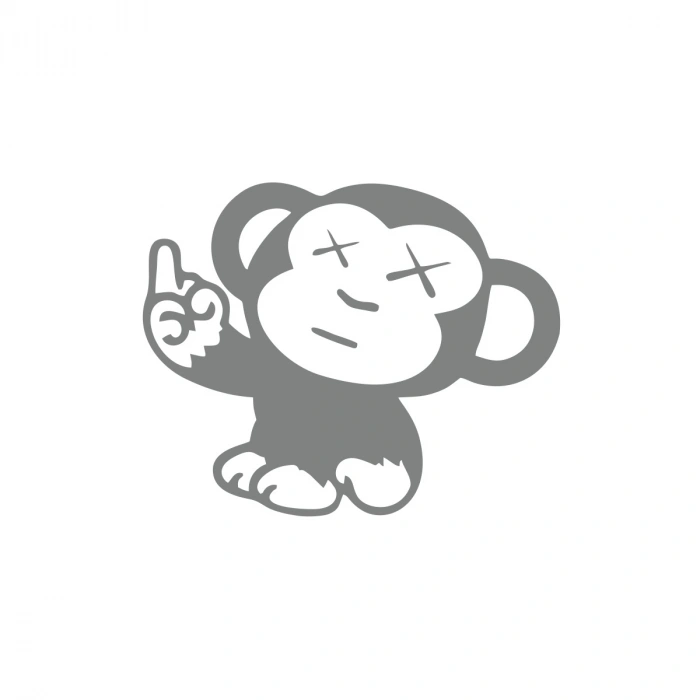 Maymun Araba Sticker 17x17 Cm Gri