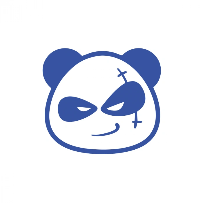 Serseri Panda Araba Sticker 17x17 Cm Mavi