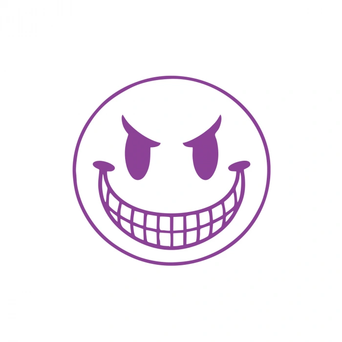 Gülen Surat Araba Sticker 17x17 Cm Mor