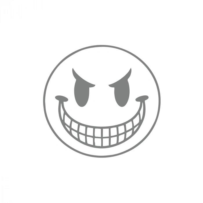 Gülen Surat Araba Sticker 17x17 Cm Gri