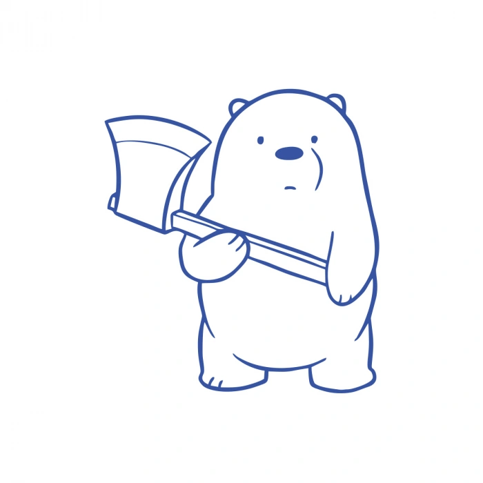 Balta Tutan Ayı Araba Sticker 17x17 Cm Mavi