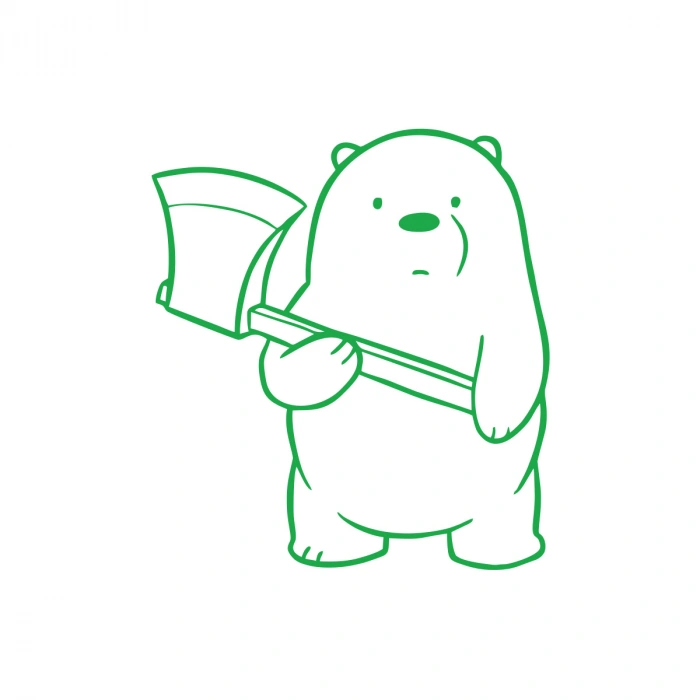 Balta Tutan Ayı Araba Sticker 17x17 Cm Yeşil