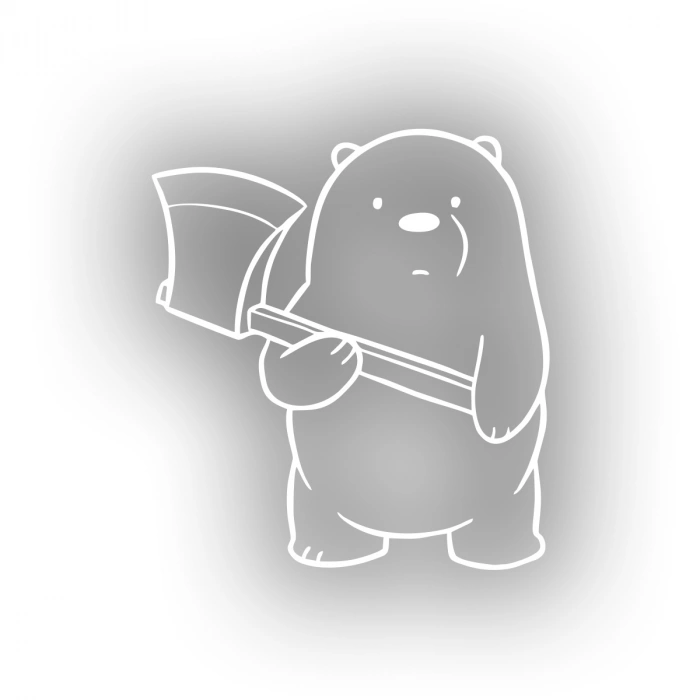 Balta Tutan Ayı Araba Sticker 17x17 Cm Beyaz