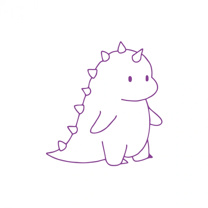 Sevimli Dino Araba Sticker 17x17 Cm Mor