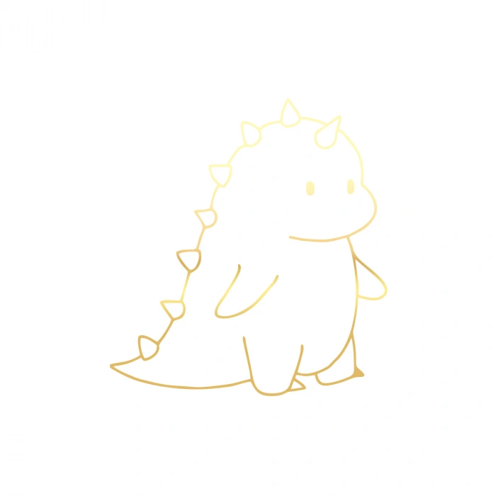 Sevimli Dino Araba Sticker 17x17 Cm Gold