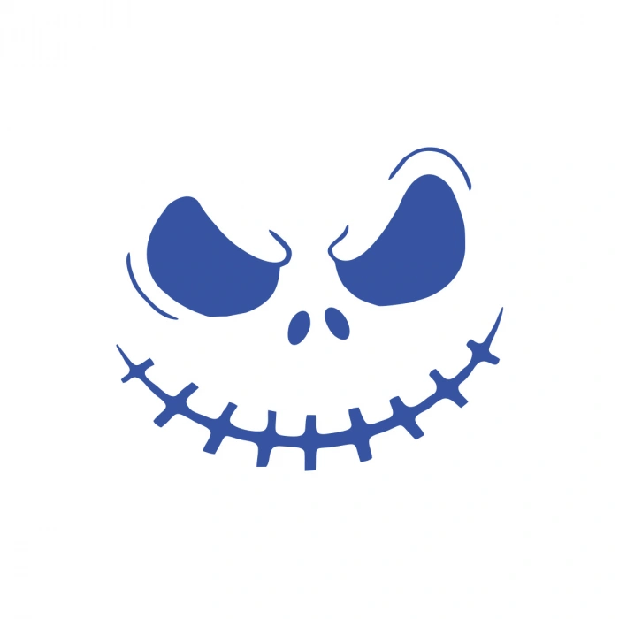 Korkunç Yüz Araba Stickeri 17x17 Cm Mavi