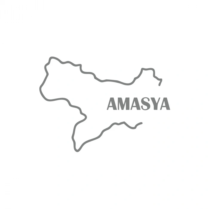 Amasya Harita Araba Sticker 17x17 Cm Gri