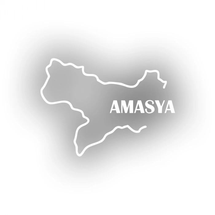 Amasya Harita Araba Sticker 17x17 Cm Beyaz