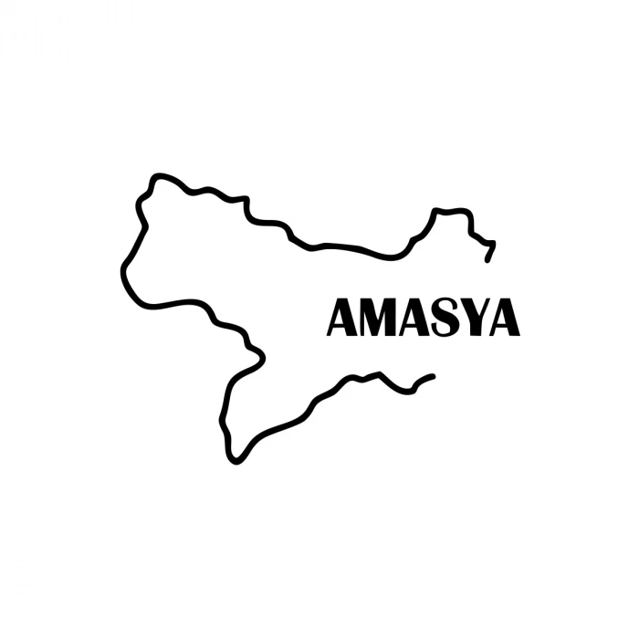Amasya Harita Araba Sticker 17x17 Cm Siyah