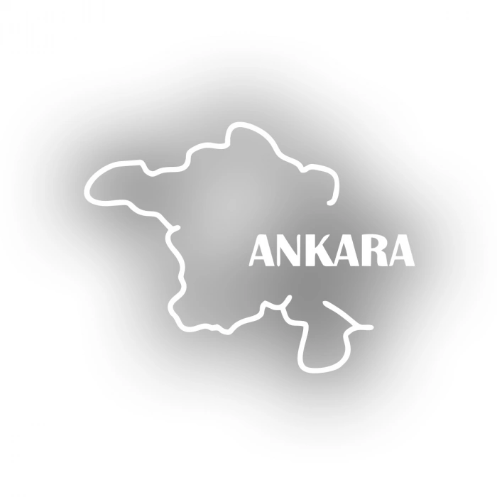 Ankara Harita Araba Sticker 17x17 Cm Beyaz