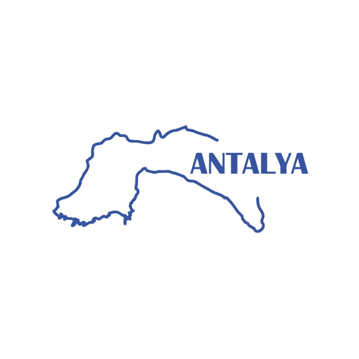 Antalya Harita Araba Sticker 17x17 Cm Mavi