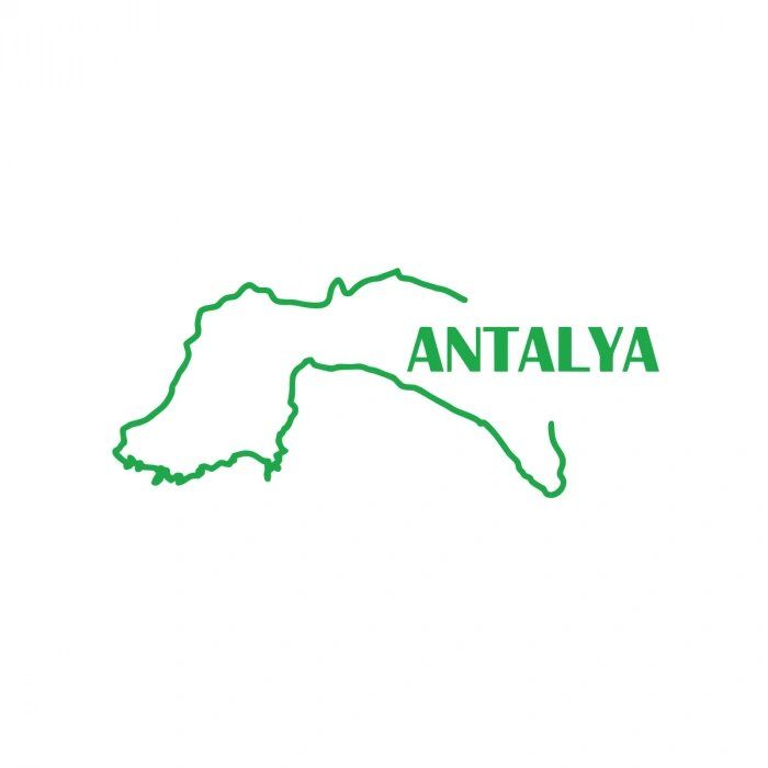 Antalya Harita Araba Sticker 17x17 Cm Yeşil