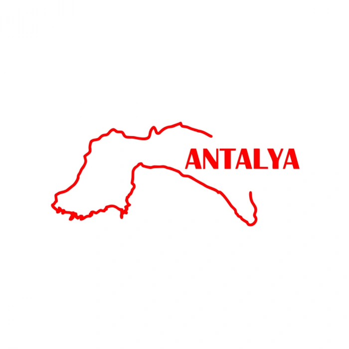 Antalya Harita Araba Sticker 17x17 Cm Kırmızı